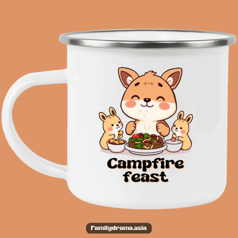 Funny Camping Mug: Happy Animal Meal Sharing Outdoor Gift