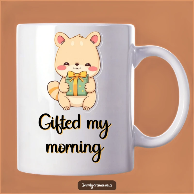 Funny Animal Gift Exchange Mug: Endearing Character's Present Moment Gift