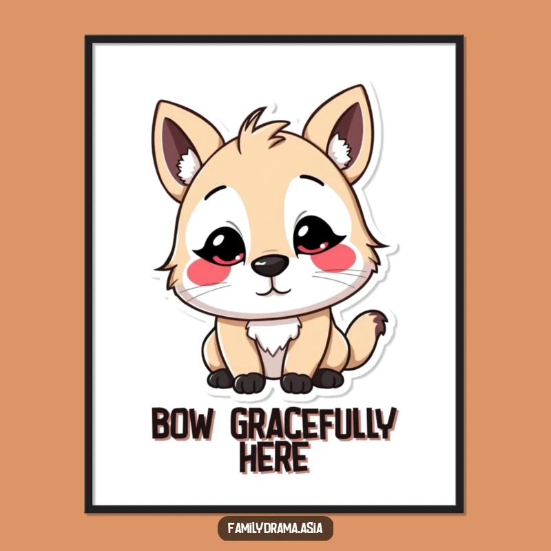 Funny Stylized Character Bow Digital Art: Whimsical Wall Decor Download Gift