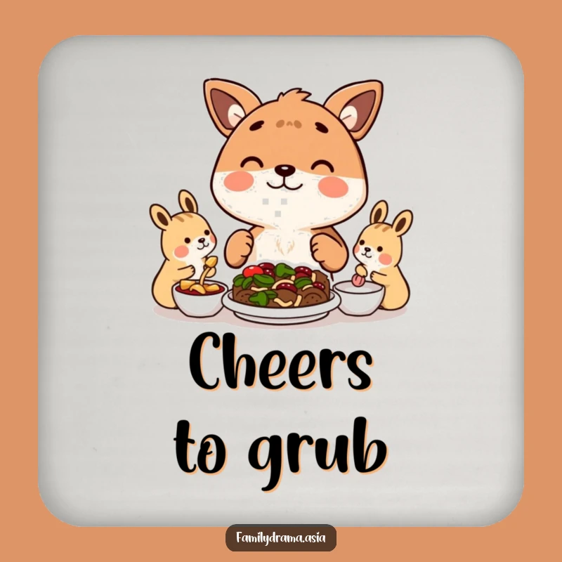 Funny Coaster Set: Happy Animal Meal Sharing Protector