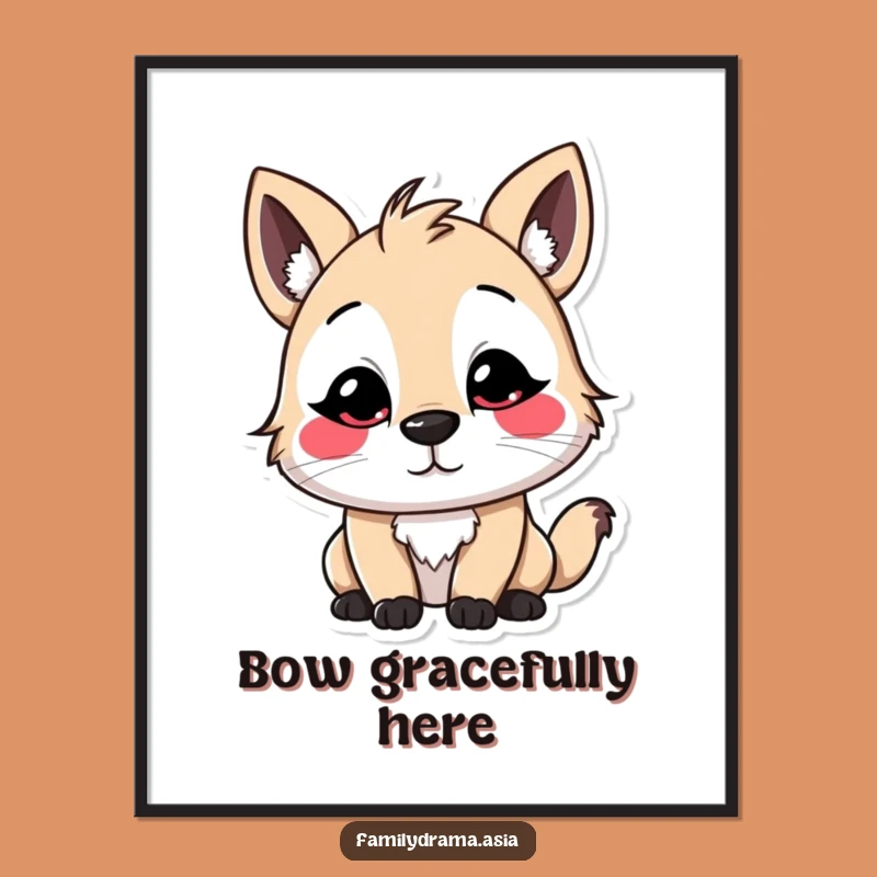 Funny Stylized Character Bow Poster: Vibrant Art for Humorous Wall Decor Gift