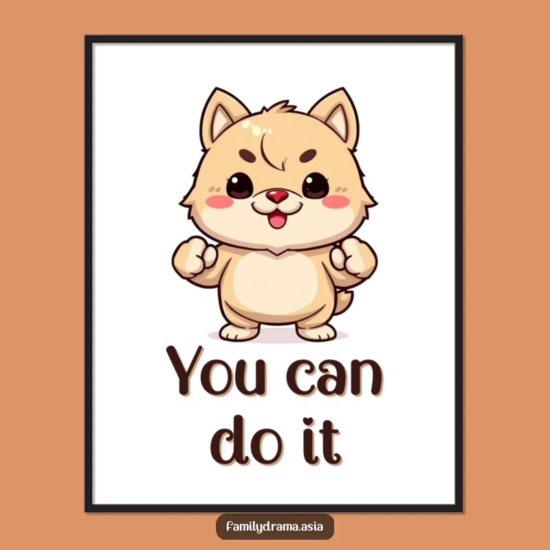 Funny Determined Fuzzy Animal Poster, Motivational Art for a Laugh