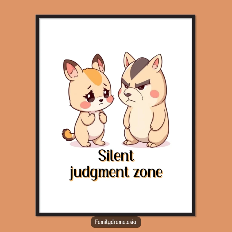 Funny Animal Conversation Poster: Humorous Art of a Stern Talk