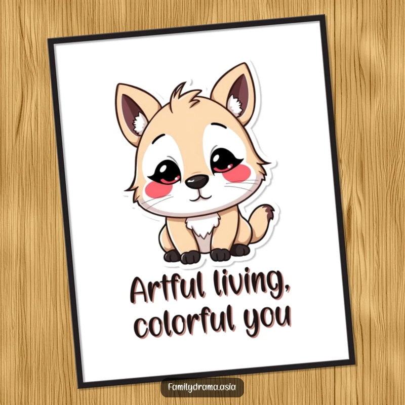 Funny Free Printable Wall Art: A stylized animal character with bold, colorful facial markings performing a slight bow.