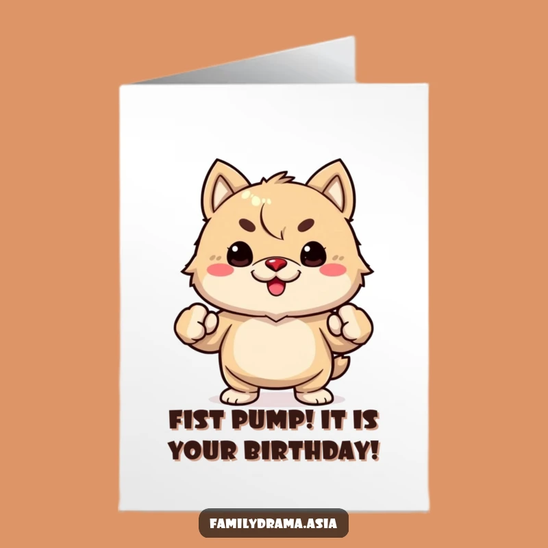 Free Printable Birthday Card: Fuzzy Animal Fist Bump Funny Downloadable Gift!