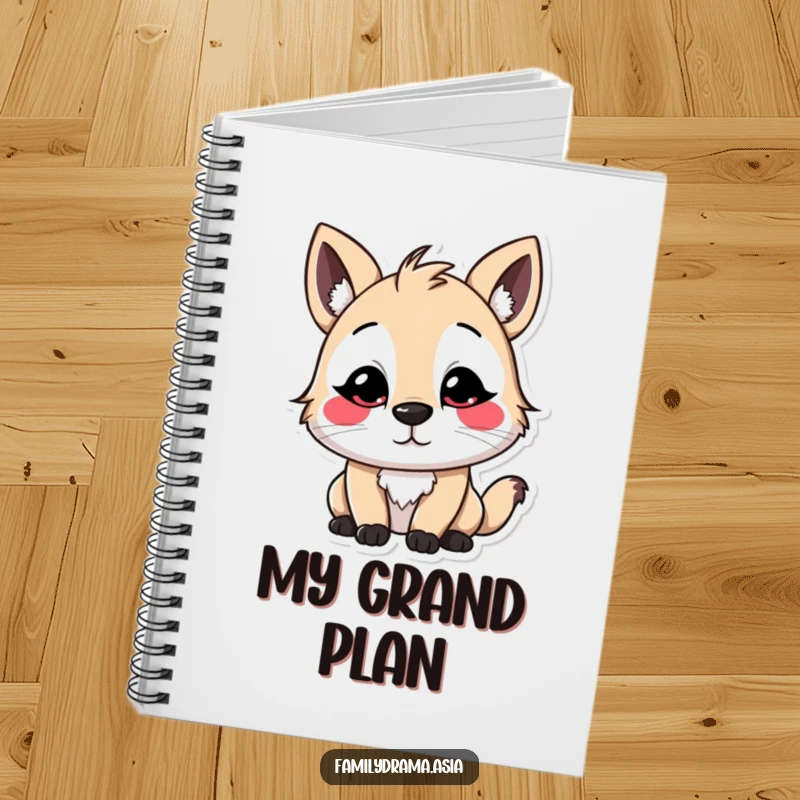 Funny Stylized Character Notebook, a journal with a humorous cover art of a character with exaggerated, colorful facial markings performing a slight, polite bow.